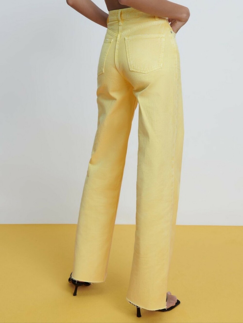 Zara Yellow Wide-Leg High-Rise Jeans